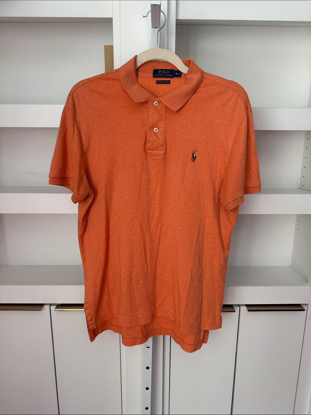 Polo Ralph Lauren Pony Logo Short Sleeve Polo Sz Medium Heathered Peach Grey